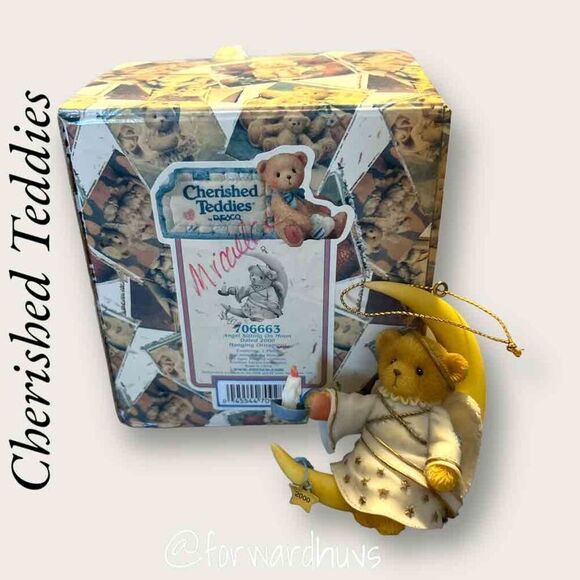 Enesco Cherished Teddies Hanging Ornament - "Angel Sitting on the Moon" - Picture 3 of 8